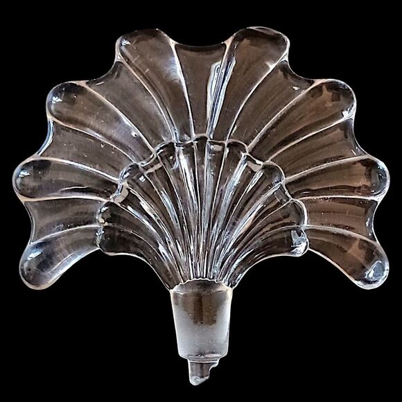 Art Deco Perfume Bottle Heavy Pressed Glass Fan Shaped Stopper Victorian FLAW - Picture 3 of 16